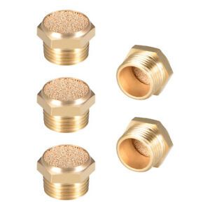 Brass Exhaust Muffler, 3/8&#034; G Male Thread Bronze Muffler w Brass Body Flat 5pcs