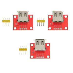 3x USB A Female Port Connector Breakout Board 5V