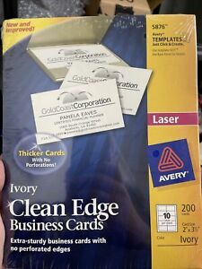 Avery Clean Edge Business Cards Laser 2 x 3 1/2 Ivory 200/Pack 5876