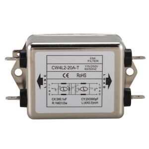 Power EMI Filter CW4L2-20A-T Single Phase AC 115V / 250V 20A 50/60HZ X7U5