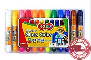 Toru  Window  Glass  Color  Crayon  Marker  Washable  Paper  Aqua  Non - Toxic