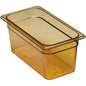 CAMBRO 1/3 GN STEAM TABLE PANS, HIGH HEAT PLASTIC, 6&#034; DEEP, 6PK AMBER 36HP-150