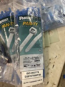 Panduit Pan-Ty Cable Ties Bag of 100 Aqua Blue Tefzel 11-1/2&#034; Long PCT3S-C76