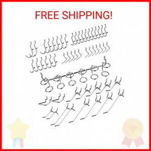 Hiltex 53106 Pegboard Hooks Organizer Accessories Set, 50 Piece | Chrome Pla …