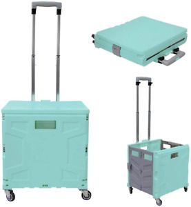 Foldable Utility Cart - 4 Wheeled Rolling Crate Universal Rolling Cart Portable