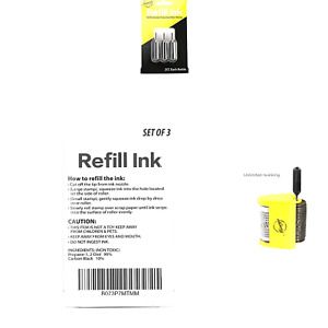 Miseyo Roller Stamp Refill Ink - 3 Pack - Black Ink Roller Stamp Refill Ink Set