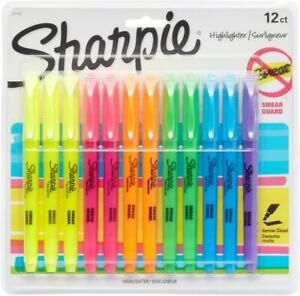 New SHARPIE POCKET HIGHLIGHTERS 27145, Chisel Tip, Assorted Colors, 12-Count