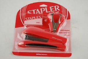 New Stapler School Office Home Supplies + 1000 Staples + Remover Combo Pink
