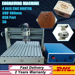 USB 4Axis CNC 3040T Router Engraving Machine Wood PCB Milling 3D Cutting 400W