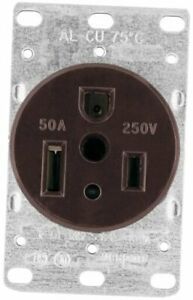 1254 50-Amp 2-Pole 3-Wire 250-Volt Heavy Duty Grade Flush Mount Power 1 Pack