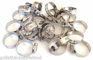 25 GOLIATH INDUSTRIAL STAINLESS STEEL HOSE CLAMPS 1-1/4 - 1-3/4&#034; SSHC134 32-44MM