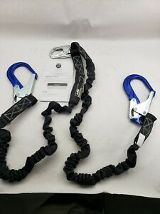 HOOK double leg internal shock absorbing lanyard with aluminum sanp and rebar