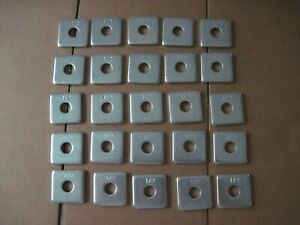 (Qty 25) 1/2&#034; X 1-5/8 X 1-5/8 Square Washers for Unistrut Channel 1/4&#034; 5YE57