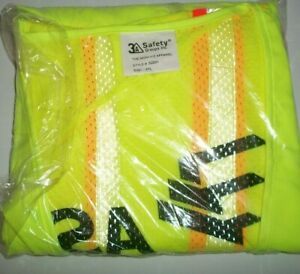 Neon Security Safety Vest High Visibility Reflective Stripes Yellow Orang sz 4xL