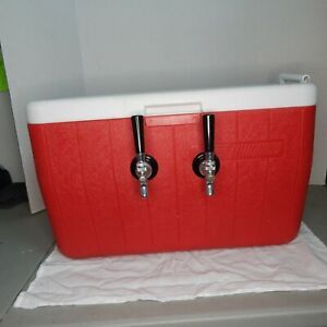 Jockey Box Cooler, 2 Faucet 5/16&#034; 50&#039; Stainless Steel Coil, 48QT Cooler
