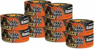 Gorilla Black Tough &amp; Wide Duct Tape, 2.88&#034; x 30 yd, Black, (Pack of 10)