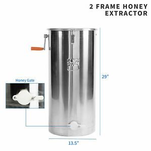 Two 2 Frame Stainless Steel Bee Honey Extractor SS Honeycomb Drum (BEE-V002C)
