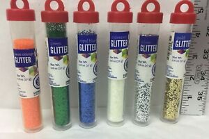 6 Horizon Group .6 Ounce Glitter Tubes Gold Silver Green Orange Blue Iridescent