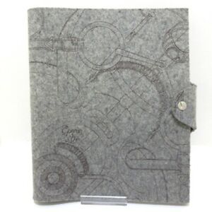 Auth HERMES Ulysse MM Gray Brown Felt Agenda