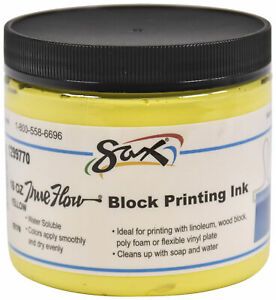 Sax True Flow Water Soluble Block Printing Ink, 1 Pint Jar, Primary Yellow