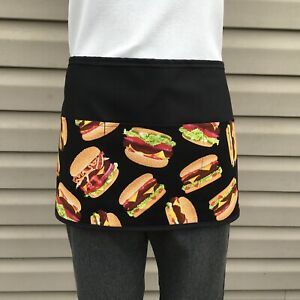 Cheeseburger food server waitress waist apron 3 pockets Half restaurant