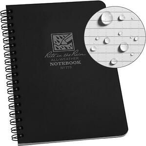 The Rain All Weather Side Spiral Notebook Universal Pattern 4 5/8&#034; X 7&#034; Black