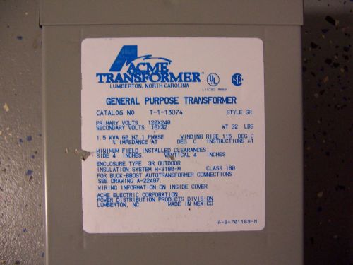 Acme auto transformer buck boost cat# t-1-13074 1.5 kva 240/480 to 120/240 for sale