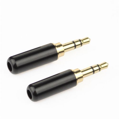 2 X 3.5mm 3 Pole Male Repair Earphones Jack Plug Connector Audio Soldering Black