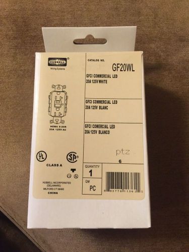 Hubbell GF20WL GFCI Commercial LED, 20A 125V White