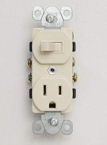 Light almond toggle switch &amp; receptacle combo,15a single pole outlet &amp; switch ul for sale
