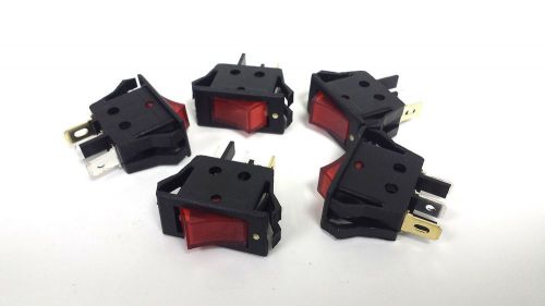 5 pack 12 Volt Red LED Rocker Mini Switch On Off Car Automotive