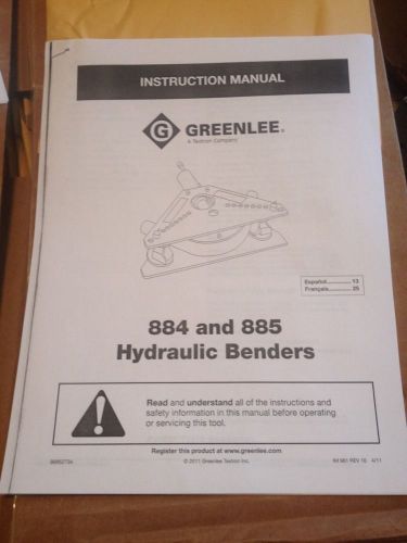 Greenlee instruction operators manual parts list 555 777 881 882 883 884 885 for sale