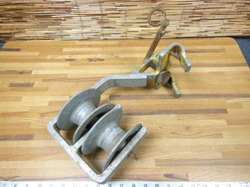 Bell system Cable Block  Lifter CATV Lineman Power Cord Line Dual Roller Sheave