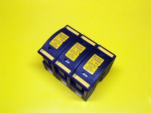Buss fuse holders jt60030 0 - 30 amp. 600 vac. class j fuses. lot of 3 new! for sale