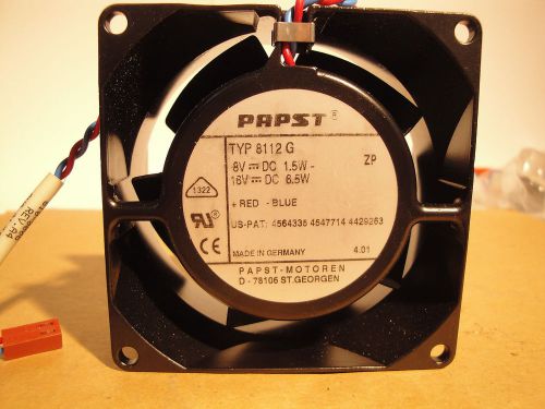 PAPST MODEL 8112G 8-16 VDC 80MM - 3 1/8&#034;  Metal  Cooling Fan Germany