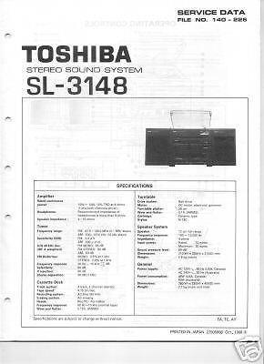 TOSHIBA SL-3148 SERVICE MANUAL ORIGINAL FREE USA SHIP