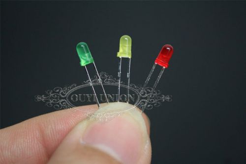 30pcs 2pin 3mm assortment round top yellow red green emitting diode lamp light for sale