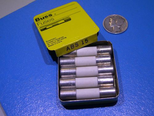 Qty-5  buss fuse abs 15a 250v 3ag 4ab fast blow ceramic specialty fuse new for sale