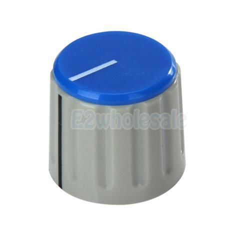 Blue plastic potentiometer control knob cap switch 6mm shaft brass core dia19mm for sale
