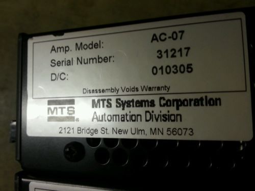 USED MTS Systems Corporation AC-07 Multi-Axis Servo Amplifiers 7 Amp Modules