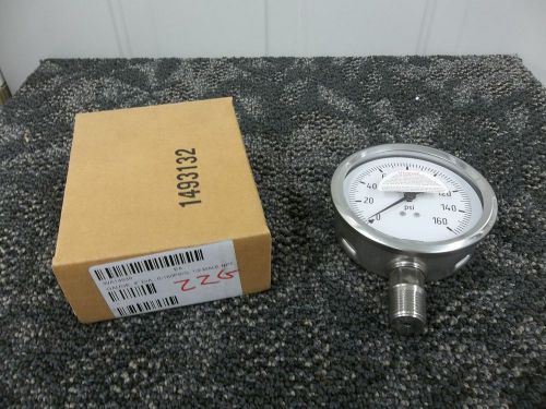 Wika pressure gauge psi 0-160 ss 1/2&#034; 4&#034; white dial 132.53 4285507 stainless new for sale