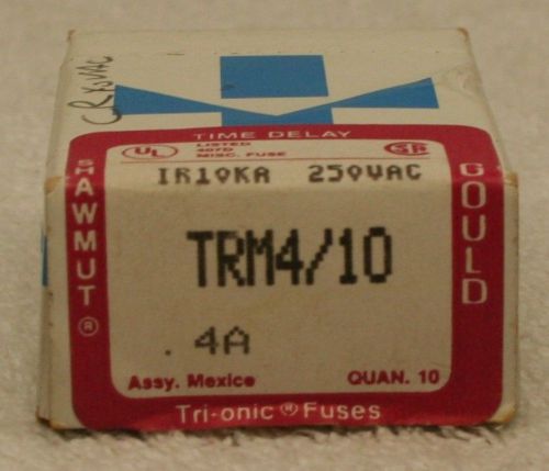 Gould Shawmut TRM4/10 Tri-onic Fuses .4A Box of 10 **NEW**