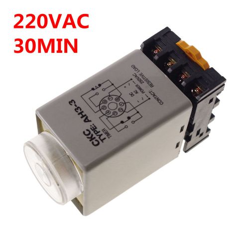 220V 0-30 min Power On Delay AH3-3 Timer Relay With Socket Base PF083A