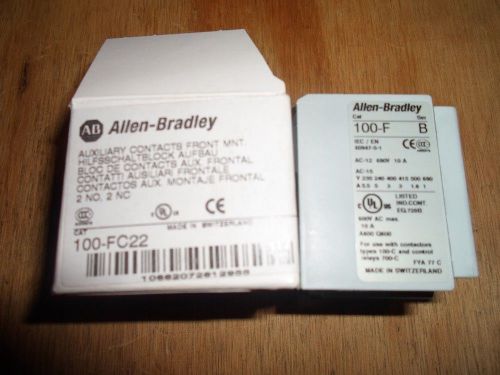 ALLEN BRADELY 100-FC22 AUXILIARY CONTACT BLOCK,  2 N.O. 2 N.C. (NEW IN BOX)