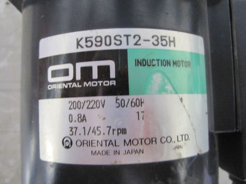Om induction motor  - k590st2-35h 200/220v 3 phase 0.8a 37.1/45.7 rpm w gear box for sale