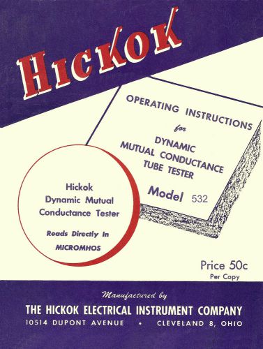 Hickok 532 tube tester operator&#039;s manual for sale