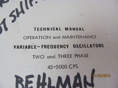 BEHLMAN PHASE II, III - Technical Manual -  Revised 01/1966