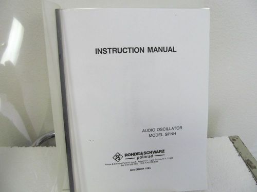 Rohde &amp; Schwarz SPNH Audio Oscillator Instruction Manual