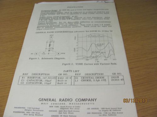 GENERAL RADIO MODEL 874-MR: Rectifier Mixer - Operating Manual