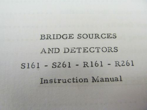 WAYNE KERR S161/S261/R161/R261 Bridge Sources &amp; Detectors Instr Manual w/ schema
